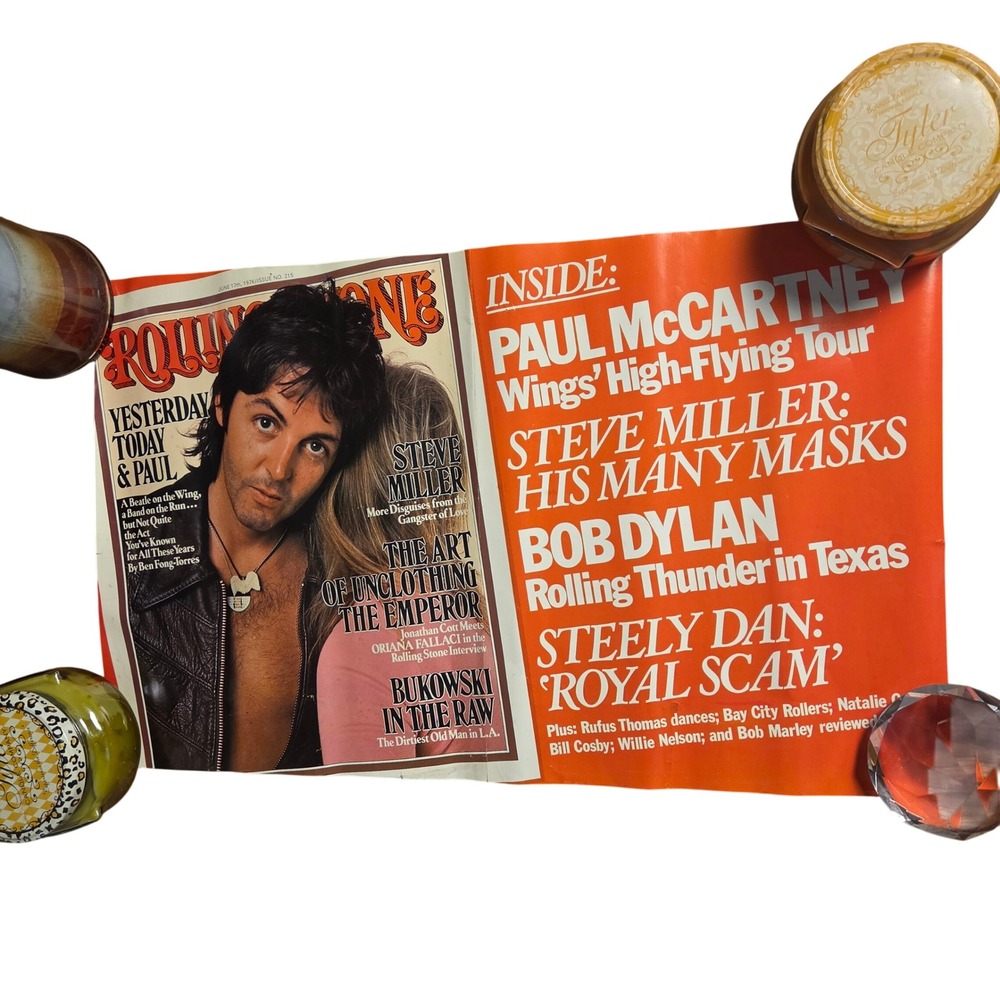Vintage Rolling Stone Magazine Poster June 1976 Paul McCartney Dylan Issue 215